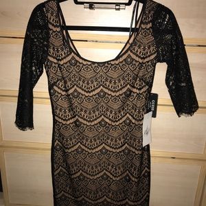 Lord and Taylor: Guess Black and Nude Lace Dress
